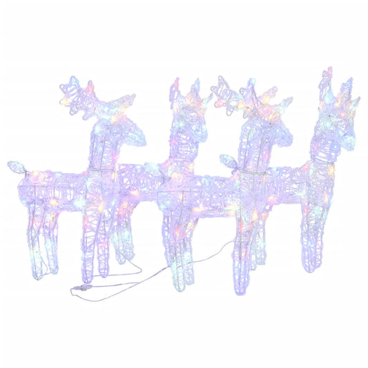 vidaXL Χριστουγεννιάτικοι Τάρανδοι 4 τεμ. 160 LED Πολύχρωμοι Ακρυλικοί