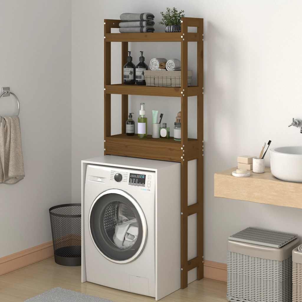 vidaXL Ραφιέρα Για Τουαλέτα Μελί 63 x 26 x 171 εκ. Μασίφ Ξύλο Πεύκου