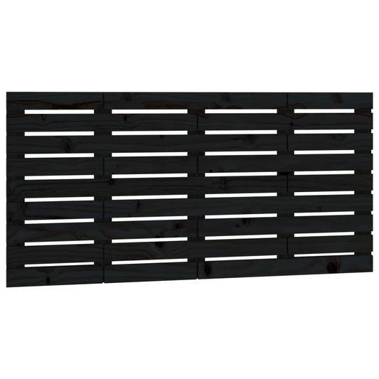 vidaXL Κεφαλάρι Τοίχου Μαύρο 146x3x63 εκ. από Μασίφ Ξύλο Πεύκου