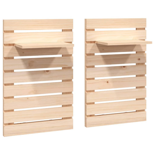 vidaXL Ράφια Κομοδίνου Επιτοίχια 2 τεμ. από Μασίφ Ξύλο Πεύκου