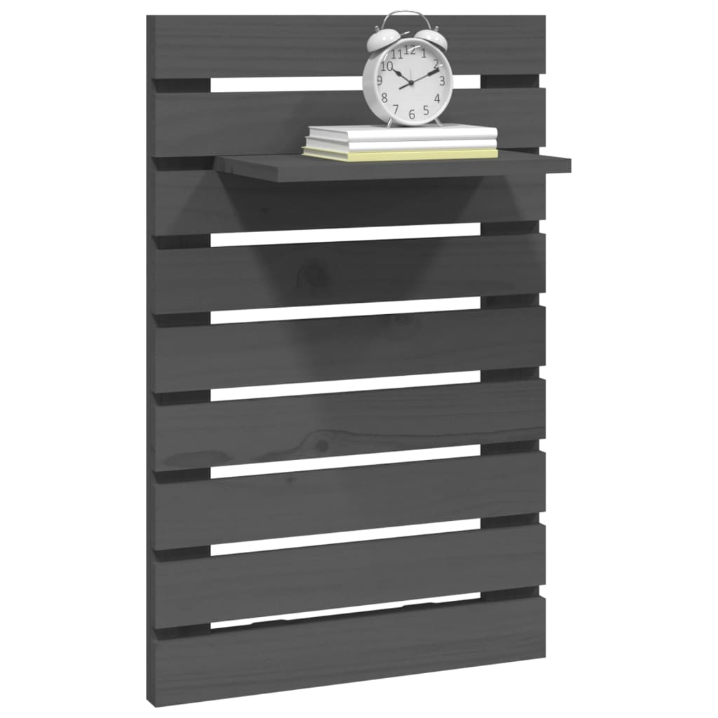 vidaXL Ράφια Κομοδίνου Επιτοίχια 2 τεμ. Γκρι από Μασίφ Ξύλο Πεύκου