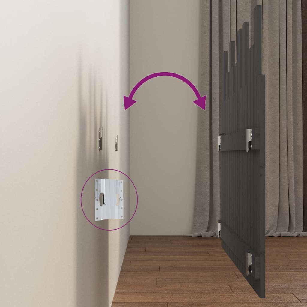 vidaXL Κεφαλάρι Τοίχου Γκρι 108x3x80 εκ. από Μασίφ Ξύλο Πεύκου