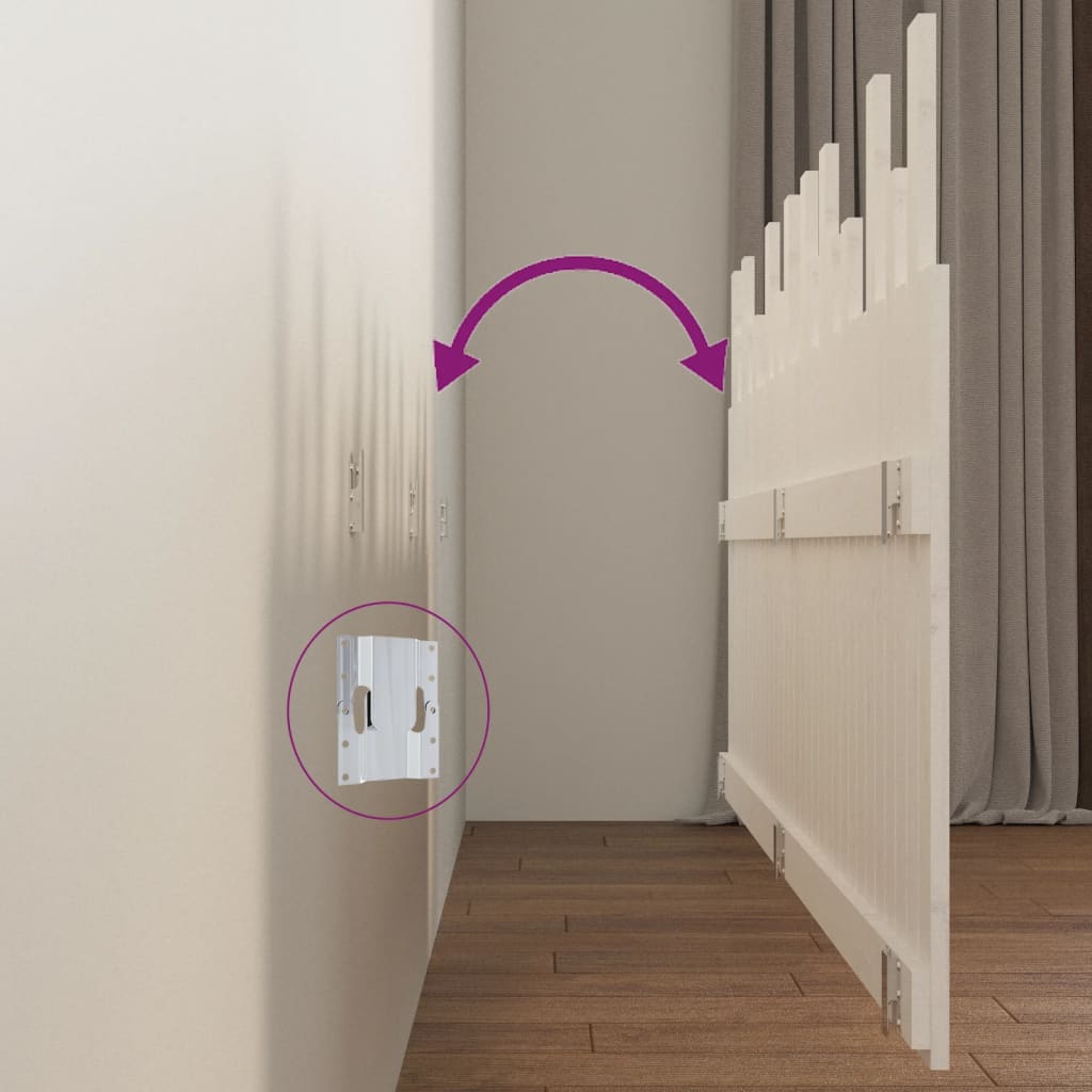 vidaXL Κεφαλάρι Τοίχου Λευκό 204x3x80 εκ. από Μασίφ Ξύλο Πεύκου