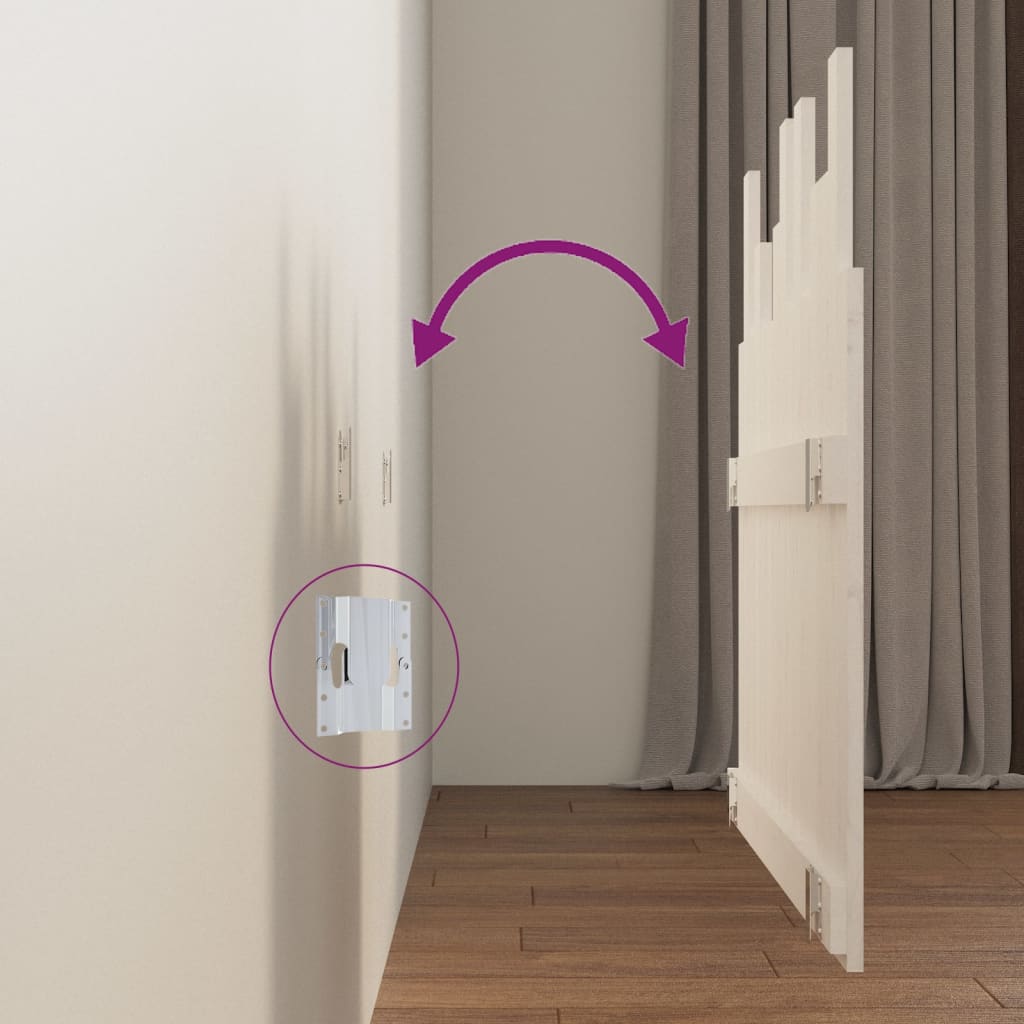 vidaXL Κεφαλάρι Τοίχου Λευκό 95,5x3x80 εκ. από Μασίφ Ξύλο Πεύκου