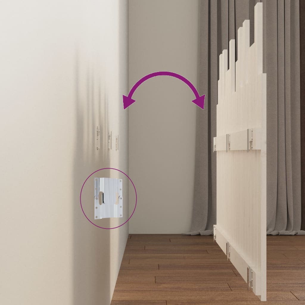 vidaXL Κεφαλάρι Τοίχου Λευκό 127,5x3x80 εκ. από Μασίφ Ξύλο Πεύκου