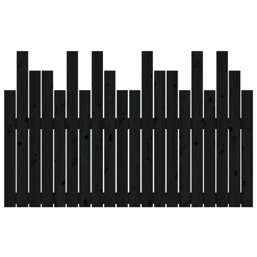 vidaXL Κεφαλάρι Τοίχου Μαύρο 127,5x3x80 εκ. από Μασίφ Ξύλο Πεύκου