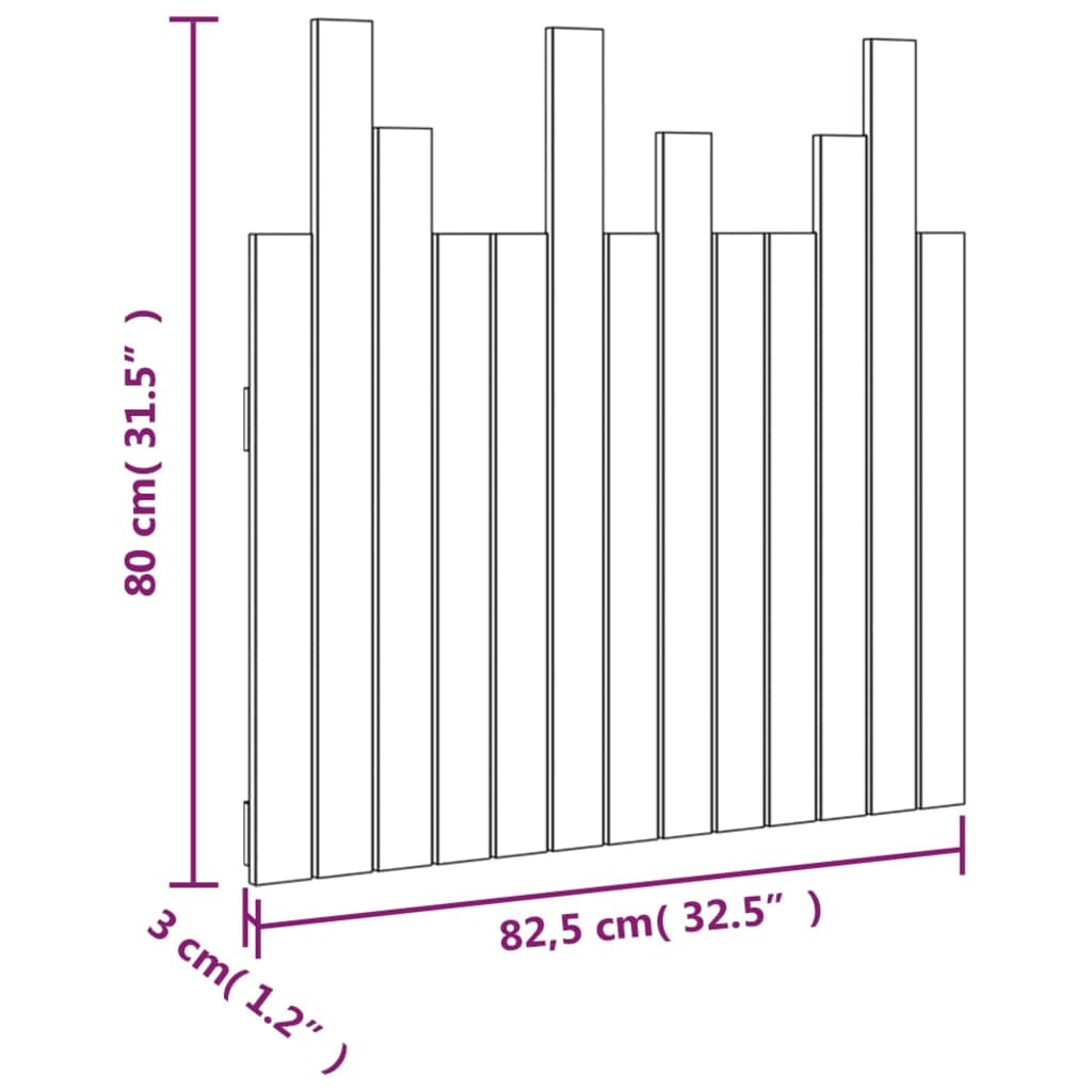 vidaXL Κεφαλάρι Τοίχου Γκρι 82,5x3x80 εκ. από Μασίφ Ξύλο Πεύκου