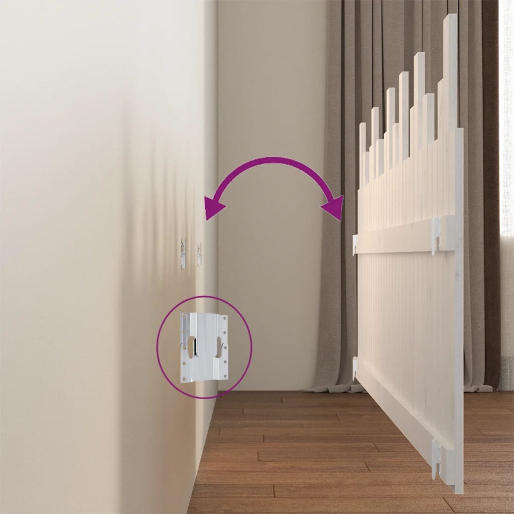 vidaXL Κεφαλάρι Τοίχου Λευκό 185x3x80 εκ. από Μασίφ Ξύλο Πεύκου