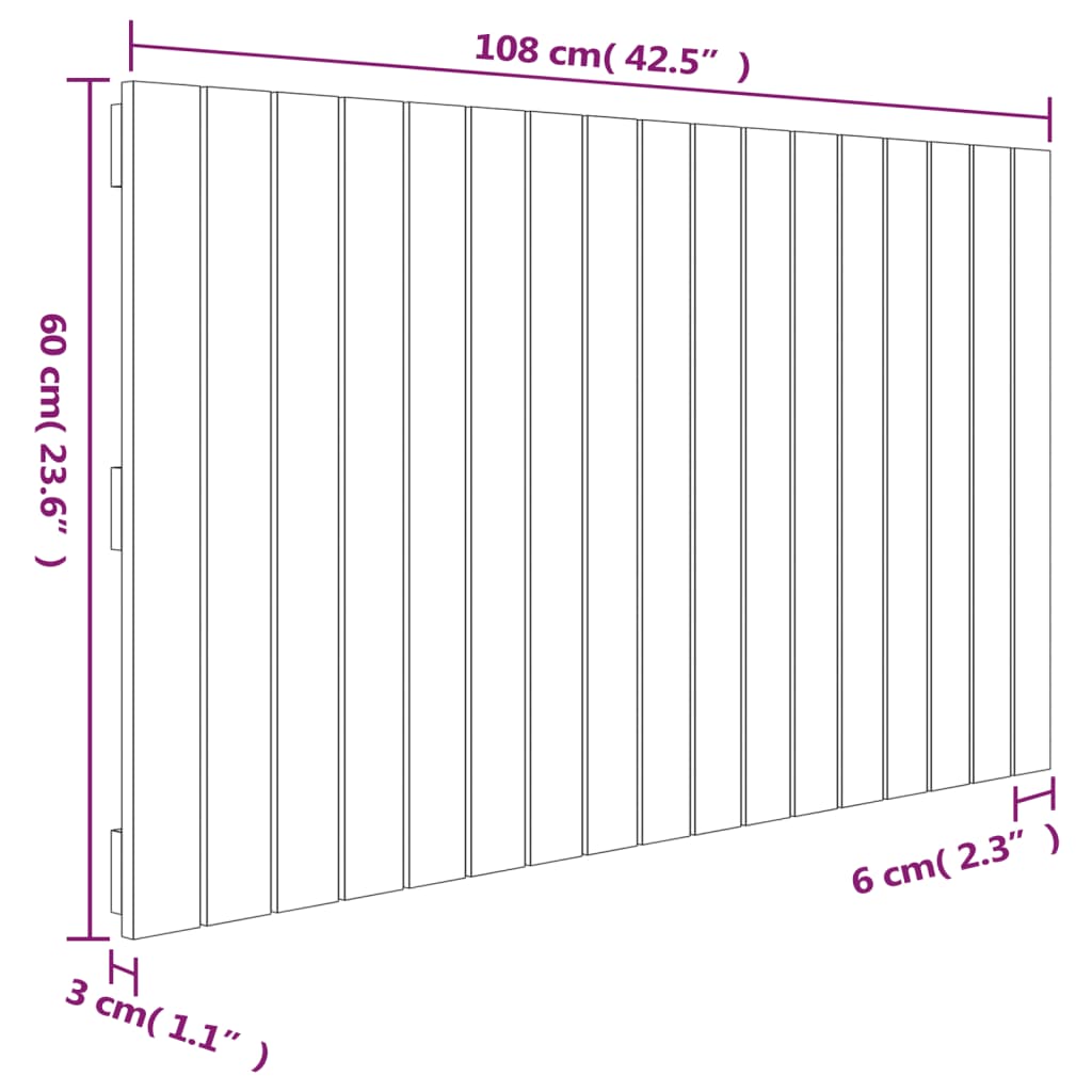 vidaXL Κεφαλάρι Τοίχου Λευκό 108x3x60 εκ. από Μασίφ Ξύλο Πεύκου
