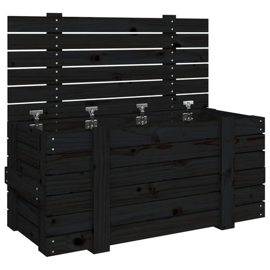 vidaXL Κουτί Αποθήκευσης Μαύρα 91x40,5x42 εκ. Μασίφ Ξύλο Πεύκου