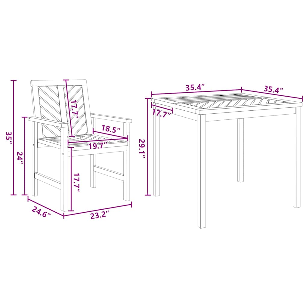 vidaXL Σετ Φαγητού 3 Τεμαχίων Μασίφ Ξύλο Ακακίας