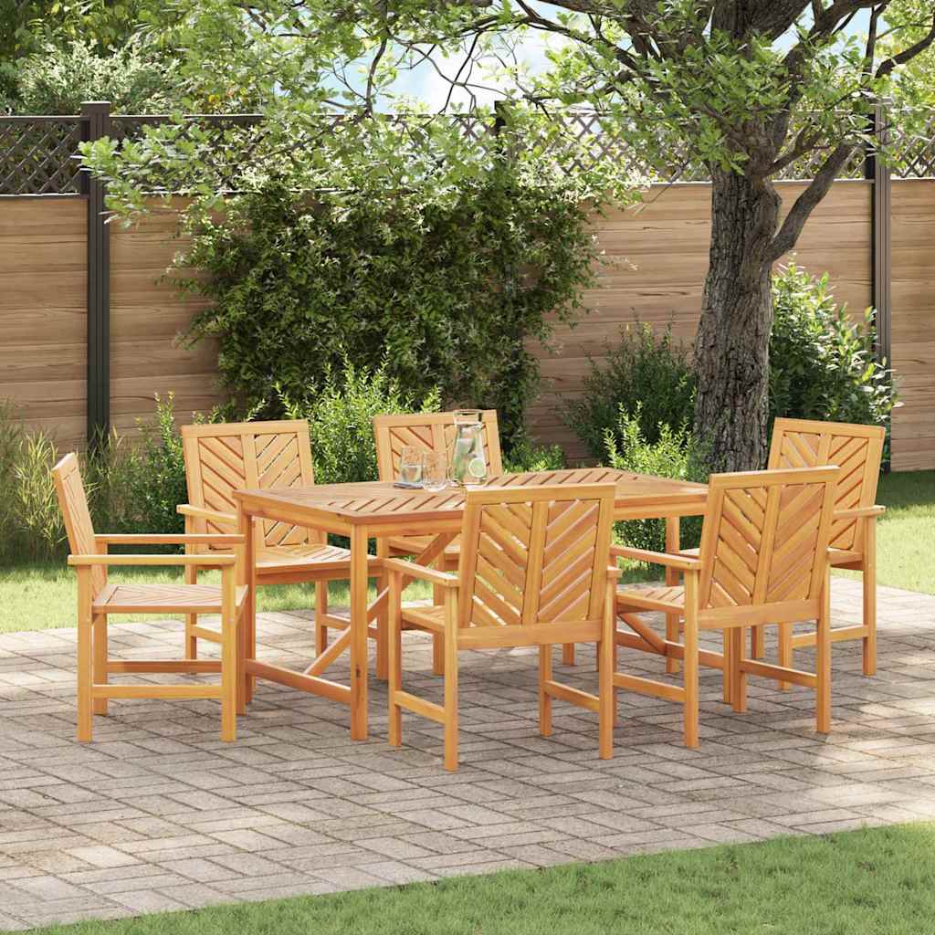 vidaXL Σέτ φαγητού για κήπο 7 pcs Καφέ Στερεό Ξύλο Ακακίας