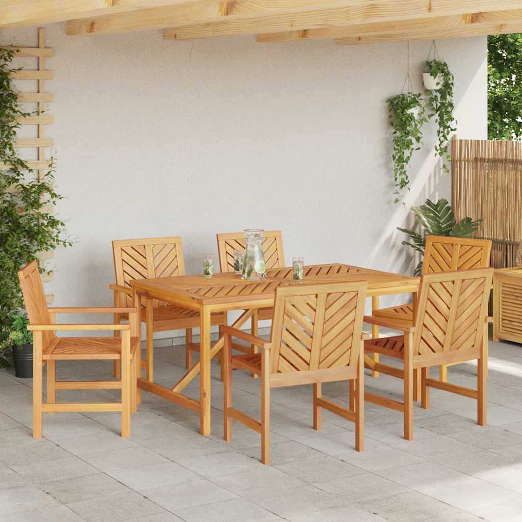vidaXL Σέτ φαγητού για κήπο 7 pcs Καφέ Στερεό Ξύλο Ακακίας