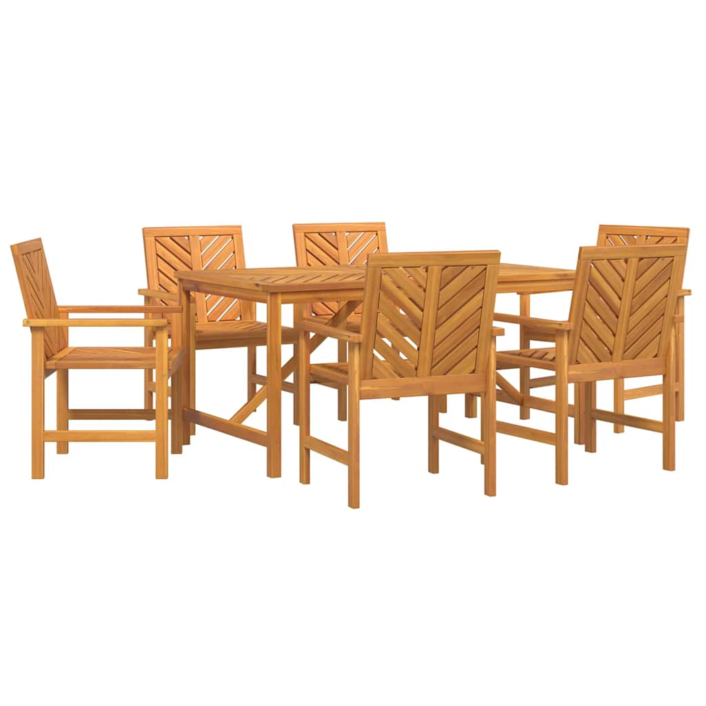 vidaXL Σέτ φαγητού για κήπο 7 pcs Καφέ Στερεό Ξύλο Ακακίας