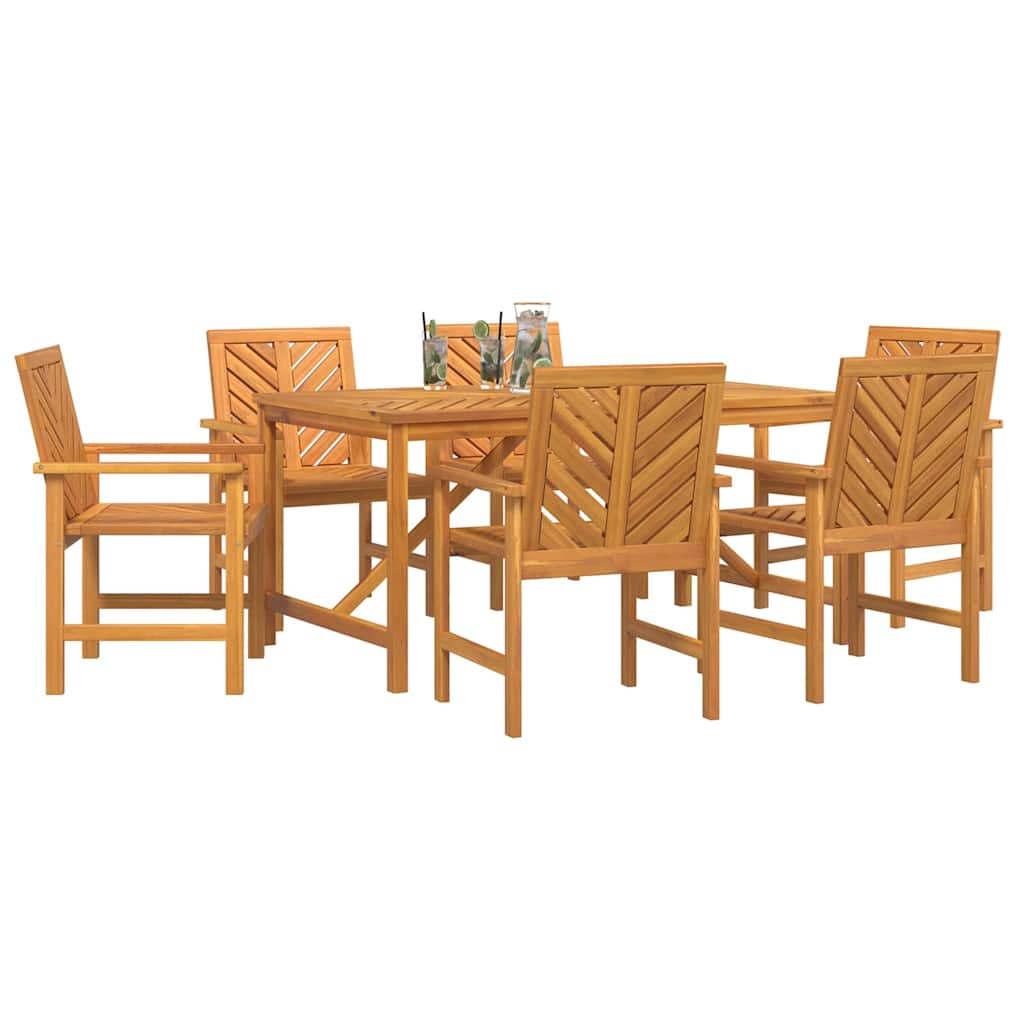 vidaXL Σέτ φαγητού για κήπο 7 pcs Καφέ Στερεό Ξύλο Ακακίας