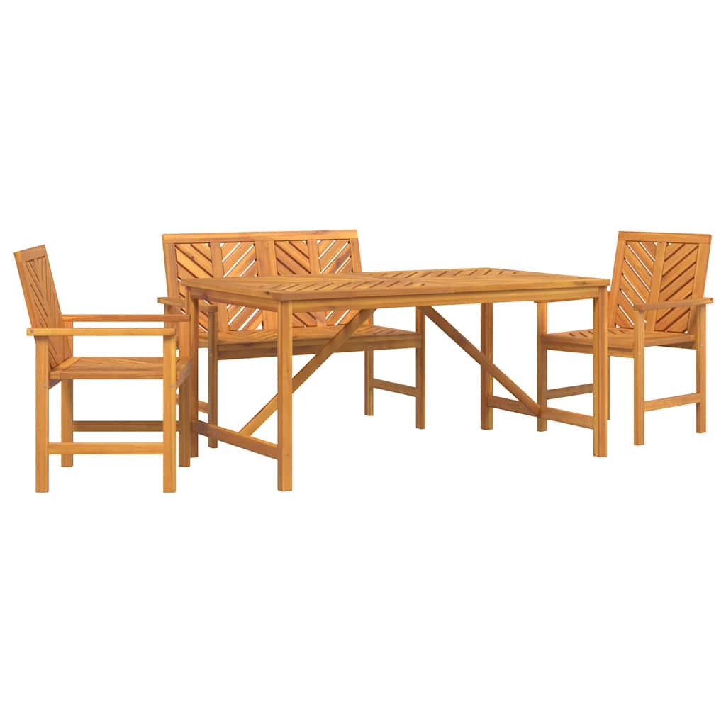 vidaXL Σέτ φαγητού για κήπο 4 pcs Καφέ Στερεό Ξύλο Ακακίας