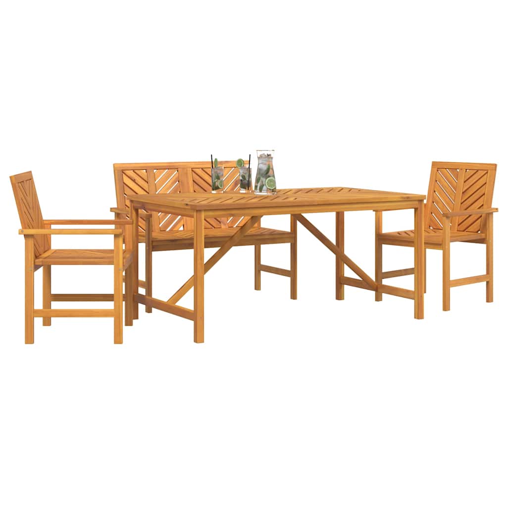 vidaXL Σέτ φαγητού για κήπο 4 pcs Καφέ Στερεό Ξύλο Ακακίας