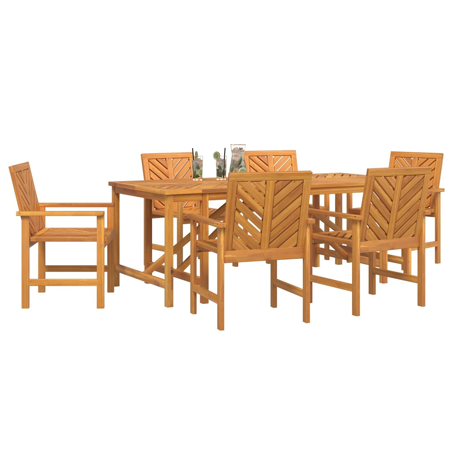 vidaXL Σέτ φαγητού για κήπο 7 pcs Καφέ Στερεό Ξύλο Ακακίας