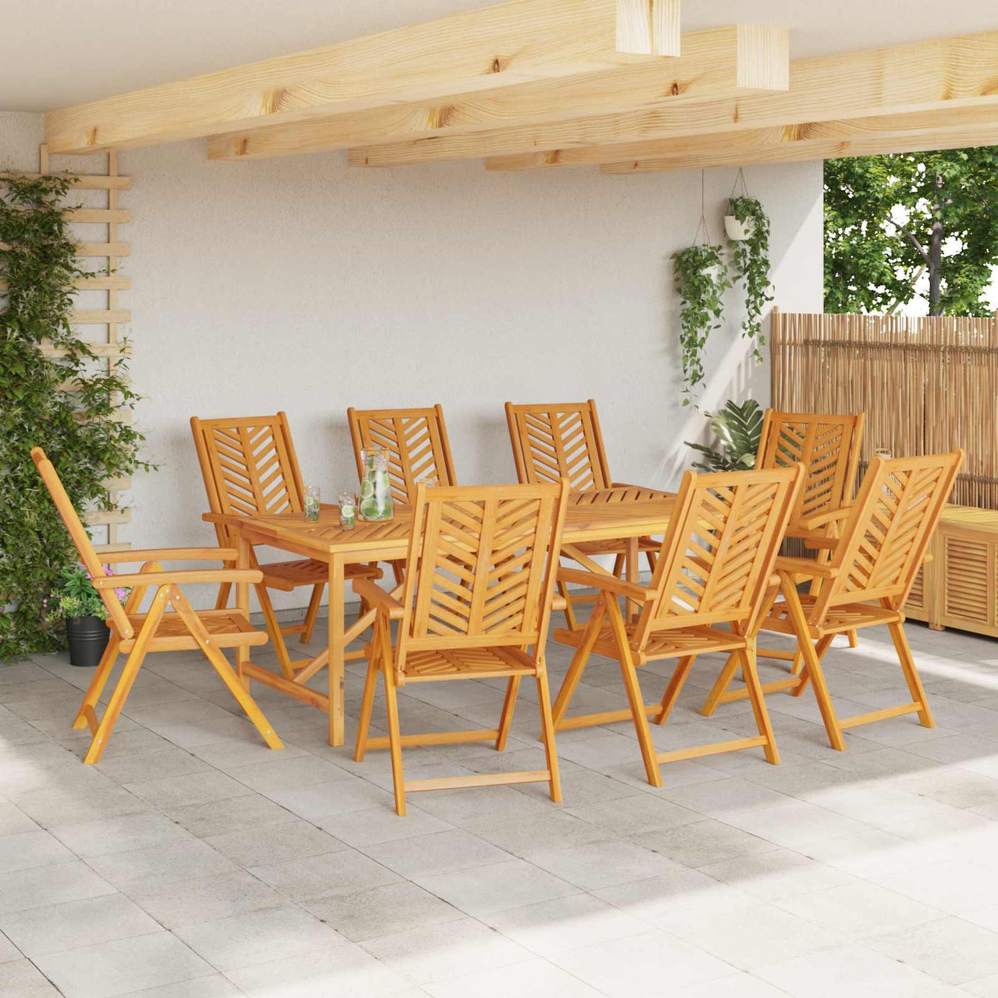 vidaXL Καρέκλα Κήπου 8 pcs Καφέ Στερεό Ξύλο Ακακίας