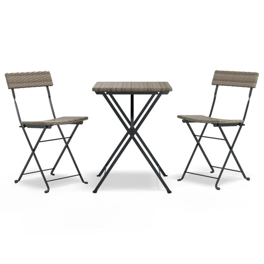 vidaXL Σετ Επίπλων Bistro Πτυσσόμενα 3 τεμ. Γκρι από Συνθετικό Ρατάν