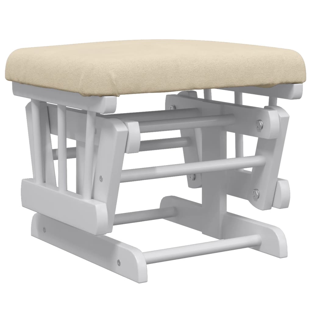 vidaXL Πολυθρόνα Κουνιστή Λευκή Κρεμ Υφασμάτινη με Σκαμπό