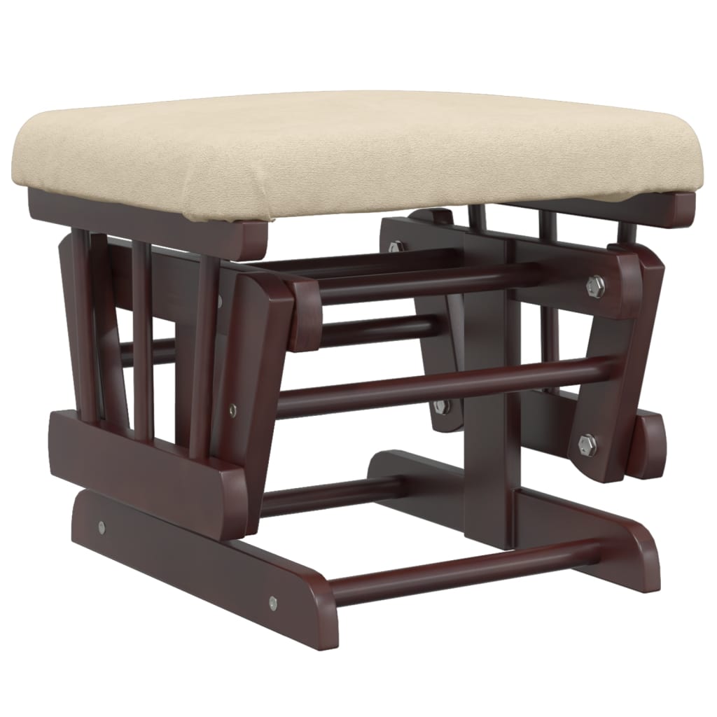 vidaXL Πολυθρόνα Κουνιστή Λευκή Κρεμ Υφασμάτινη με Σκαμπό