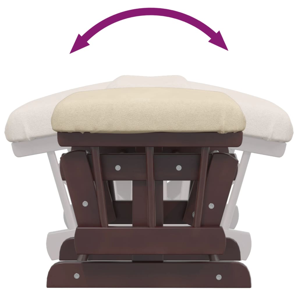 vidaXL Πολυθρόνα Κουνιστή Λευκή Κρεμ Υφασμάτινη με Σκαμπό