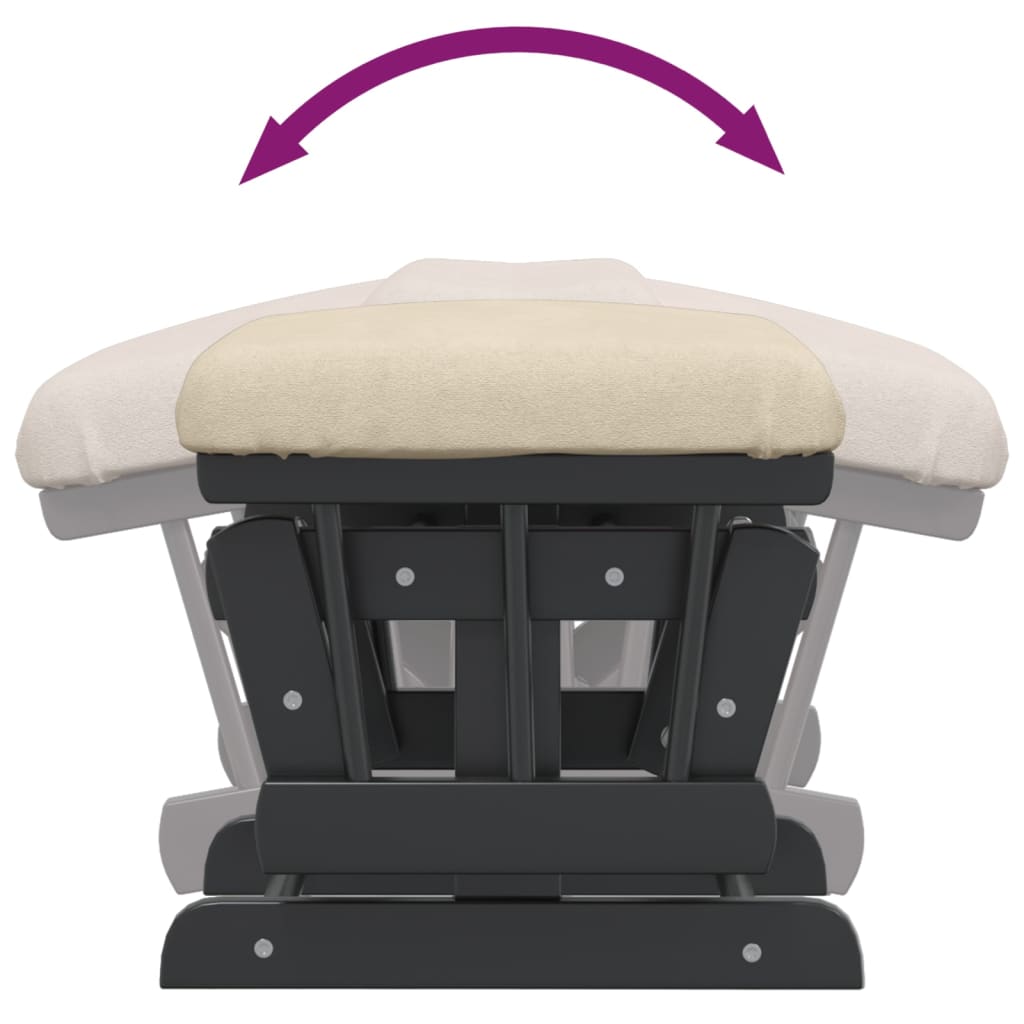 vidaXL Πολυθρόνα Κουνιστή Λευκή Κρεμ Υφασμάτινη με Σκαμπό