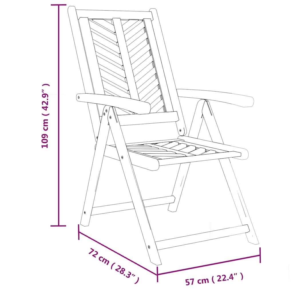 vidaXL Καρέκλες Κήπου Ανακλινόμενες 2 τεμ. από Μασίφ Ξύλο Ακακίας
