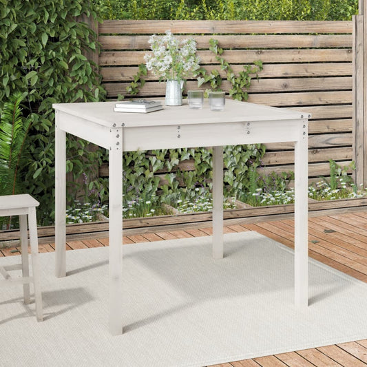 vidaXL Τραπέζι Κήπου Λευκό 82,5 x 82,5 x 76 εκ. από Μασίφ Ξύλο Πεύκου