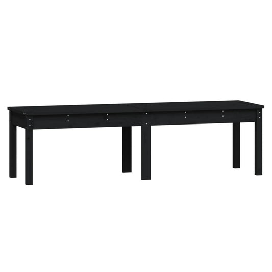 vidaXL Πάγκος Κήπου Διθέσιος Μαύρο 159,5x44x45 εκ. Μασίφ Ξύλο Πεύκου