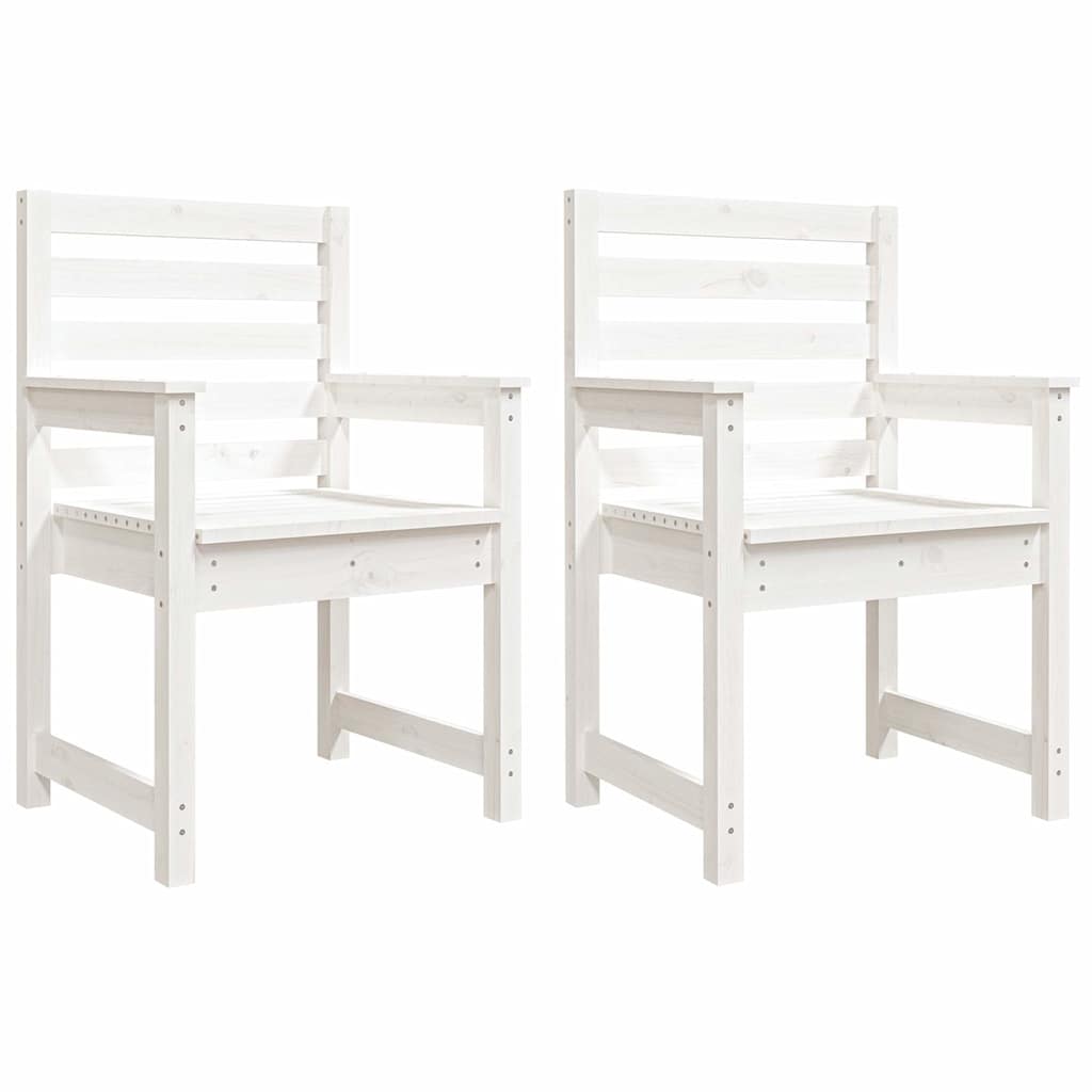 vidaXL Καρέκλες Κήπου 2 τεμ. Λευκές 60x48x91 εκ. Μασίφ Ξύλο Πεύκου