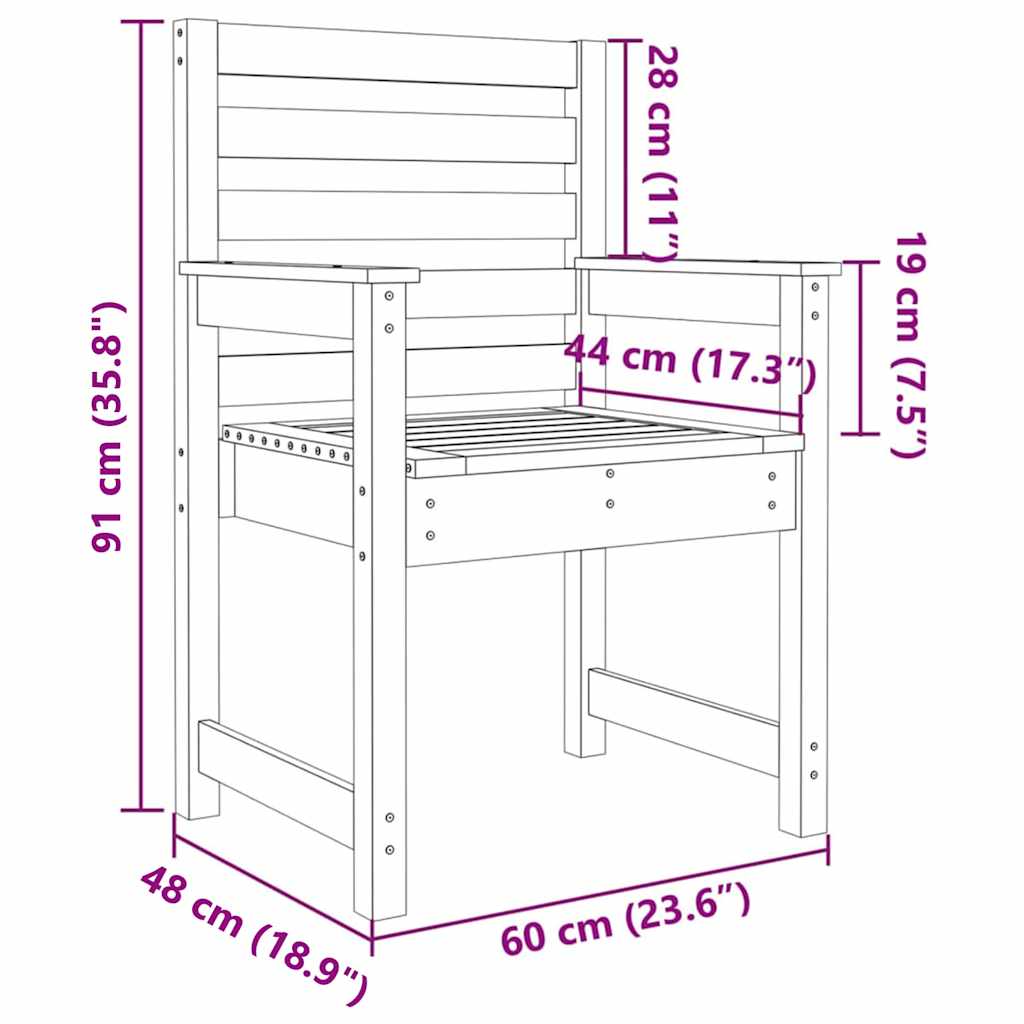 vidaXL Καρέκλες Κήπου 2 τεμ. 60x48x91 cm Douglas από μασίφ ξύλο