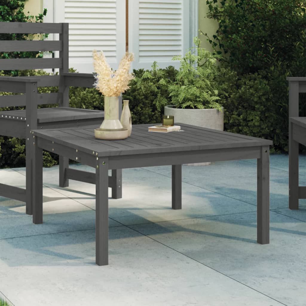 vidaXL Τραπέζι Κήπου Γκρι 82,5x82,5x45 εκ. από Μασίφ Ξύλο Πεύκου