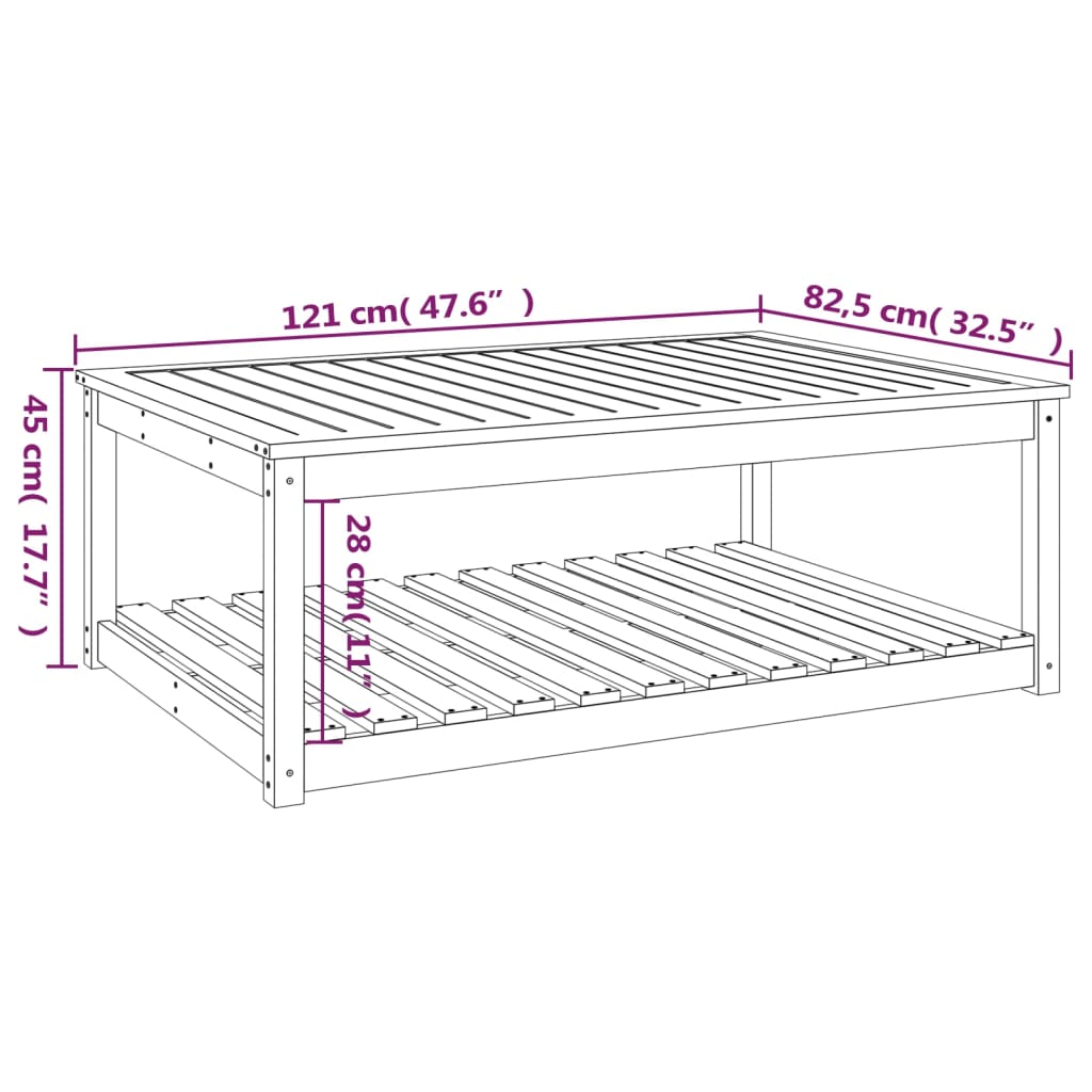 vidaXL Τραπέζι Κήπου 121x82,5x45 εκ. από Μασίφ Ξύλο Ψευδοτσούγκας