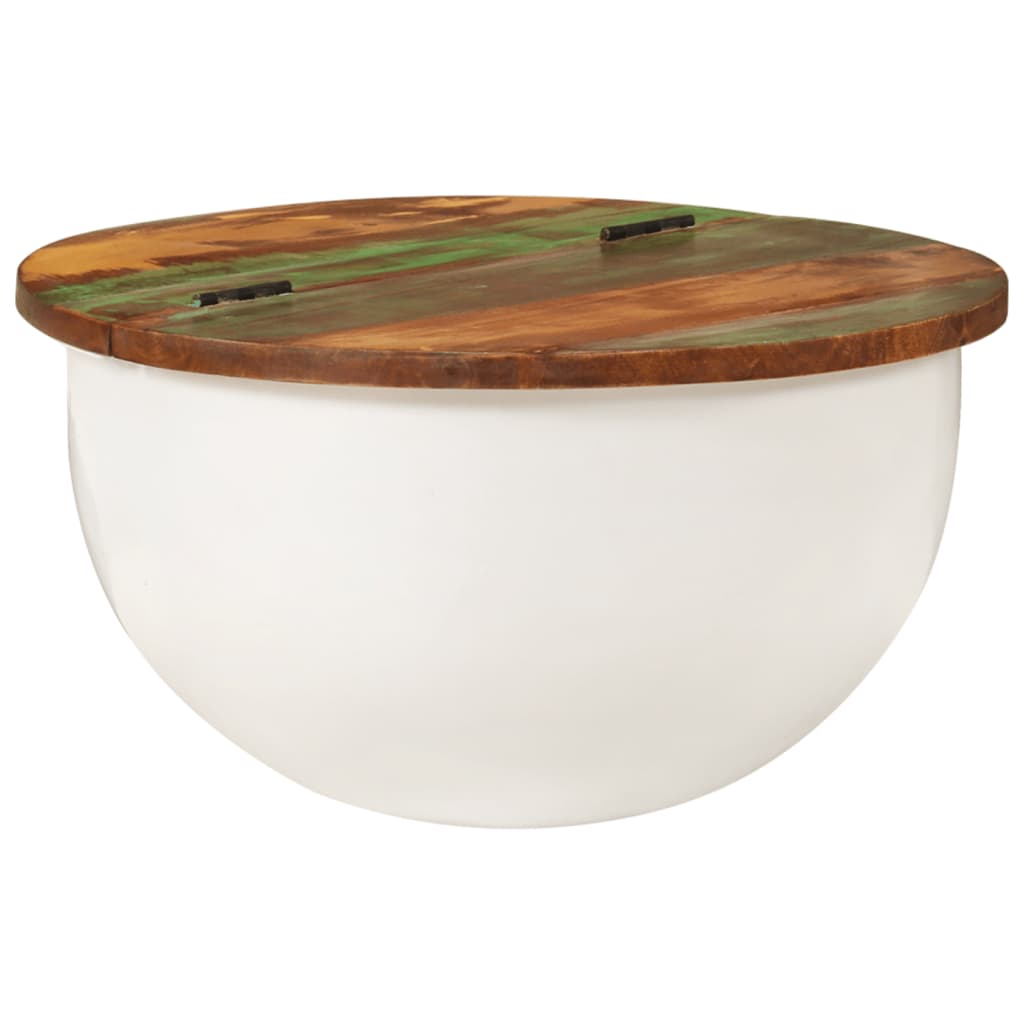 vidaXL Τραπεζάκι Σαλονιού Λευκό 50x27 εκ. από Μασίφ Ανακυκλωμένο Ξύλο