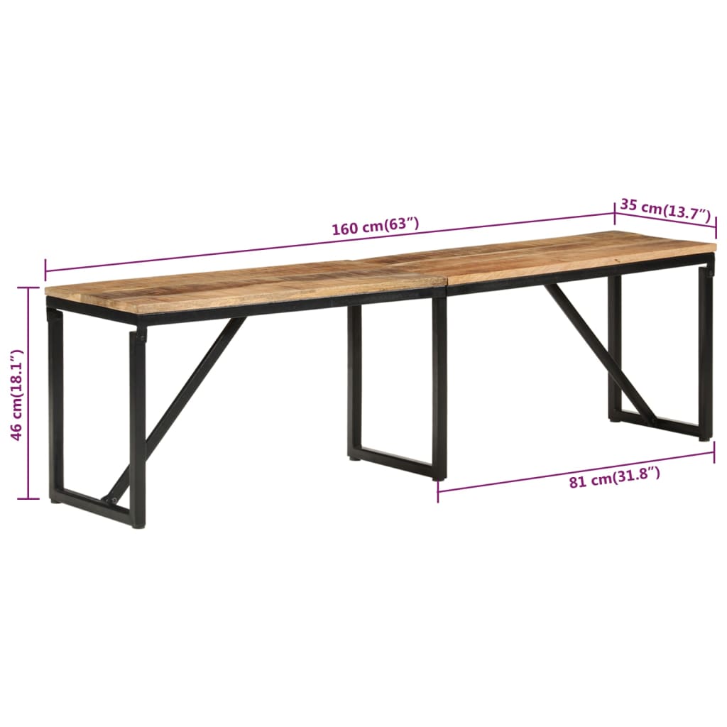 vidaXL Πάγκος 160 x 35 x 46 εκ. από Μασίφ Ξύλο Μάνγκο