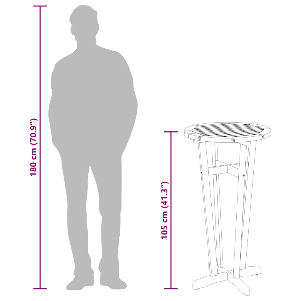 vidaXL Τραπέζι Μπαρ Κήπου Ø60x105 εκ. από Μασίφ Ξύλο Ακακίας
