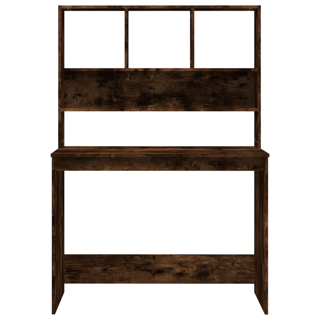 vidaXL Γραφείο με Ράφια Καπνιστή Δρυς 102x45x148 εκ Επεξεργασμένο Ξύλο