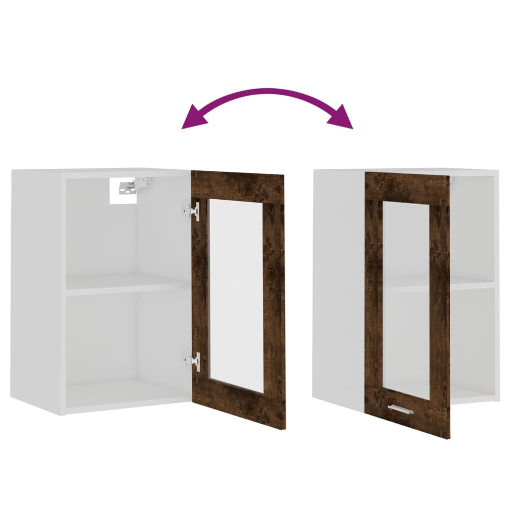 vidaXL Κρεμαστό Ντουλάπι Γυάλινο Lyon Καπνιστή Δρυς 40x31x60εκ.