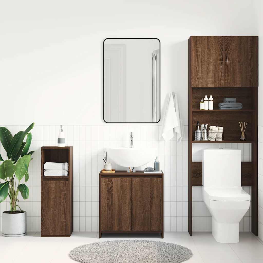vidaXL Ντουλάπι Μπάνιου Καφέ Δρυς 60x33x61 εκ. από Επεξεργασμένο Ξύλο