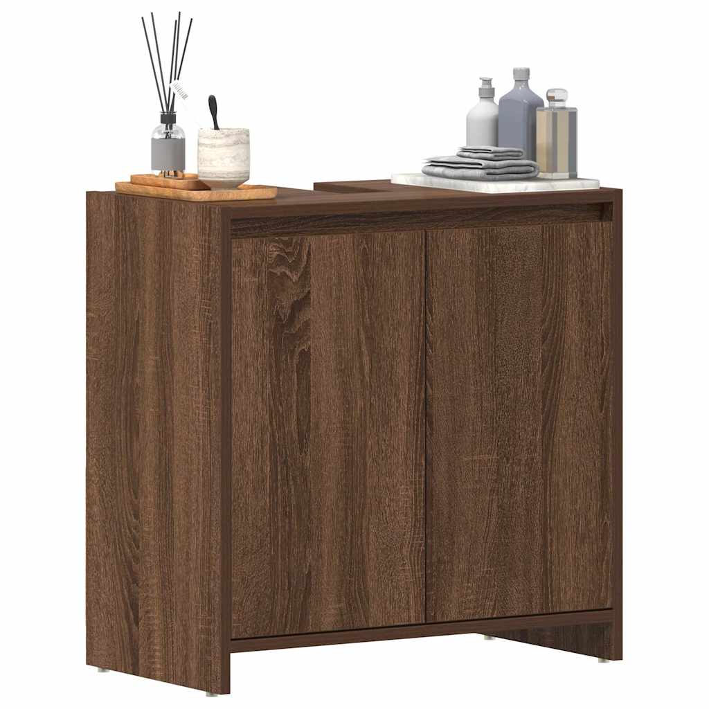 vidaXL Ντουλάπι Μπάνιου Καφέ Δρυς 60x33x61 εκ. από Επεξεργασμένο Ξύλο