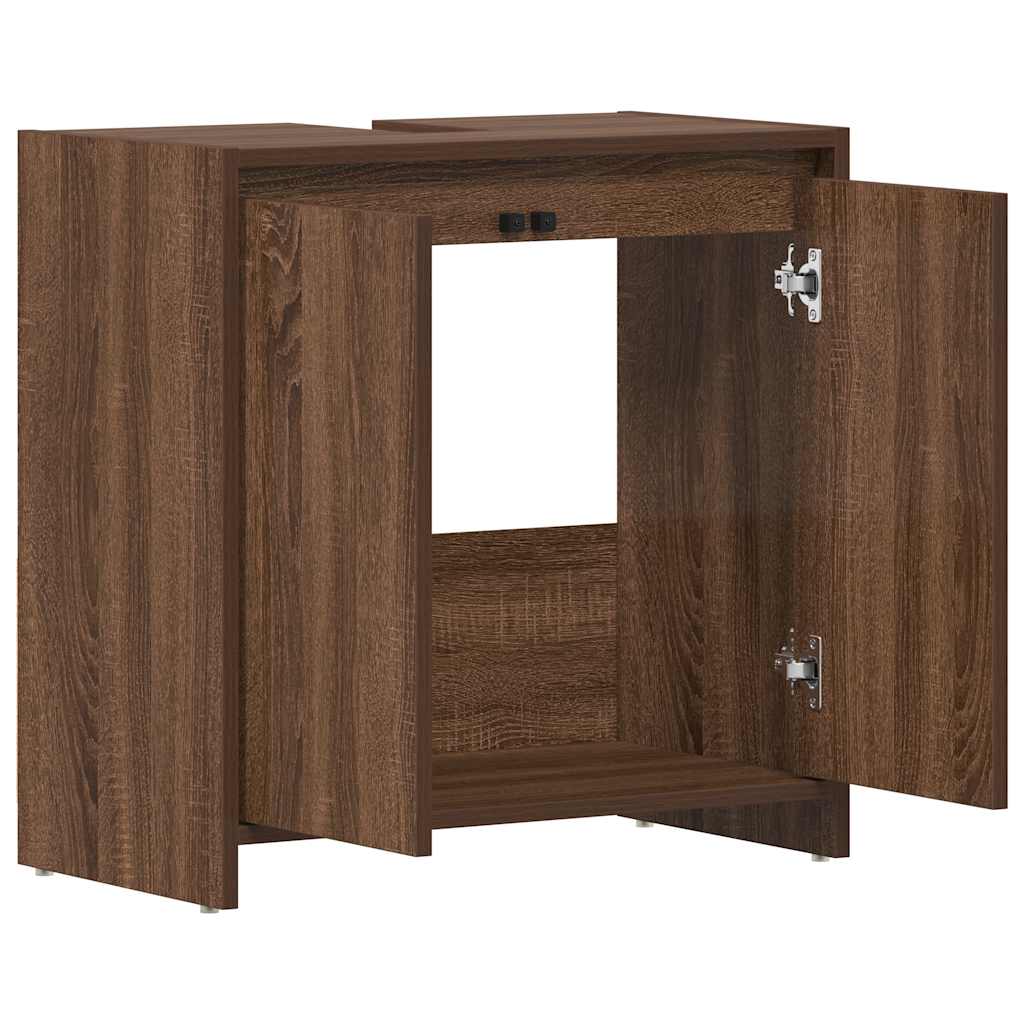 vidaXL Ντουλάπι Μπάνιου Καφέ Δρυς 60x33x61 εκ. από Επεξεργασμένο Ξύλο