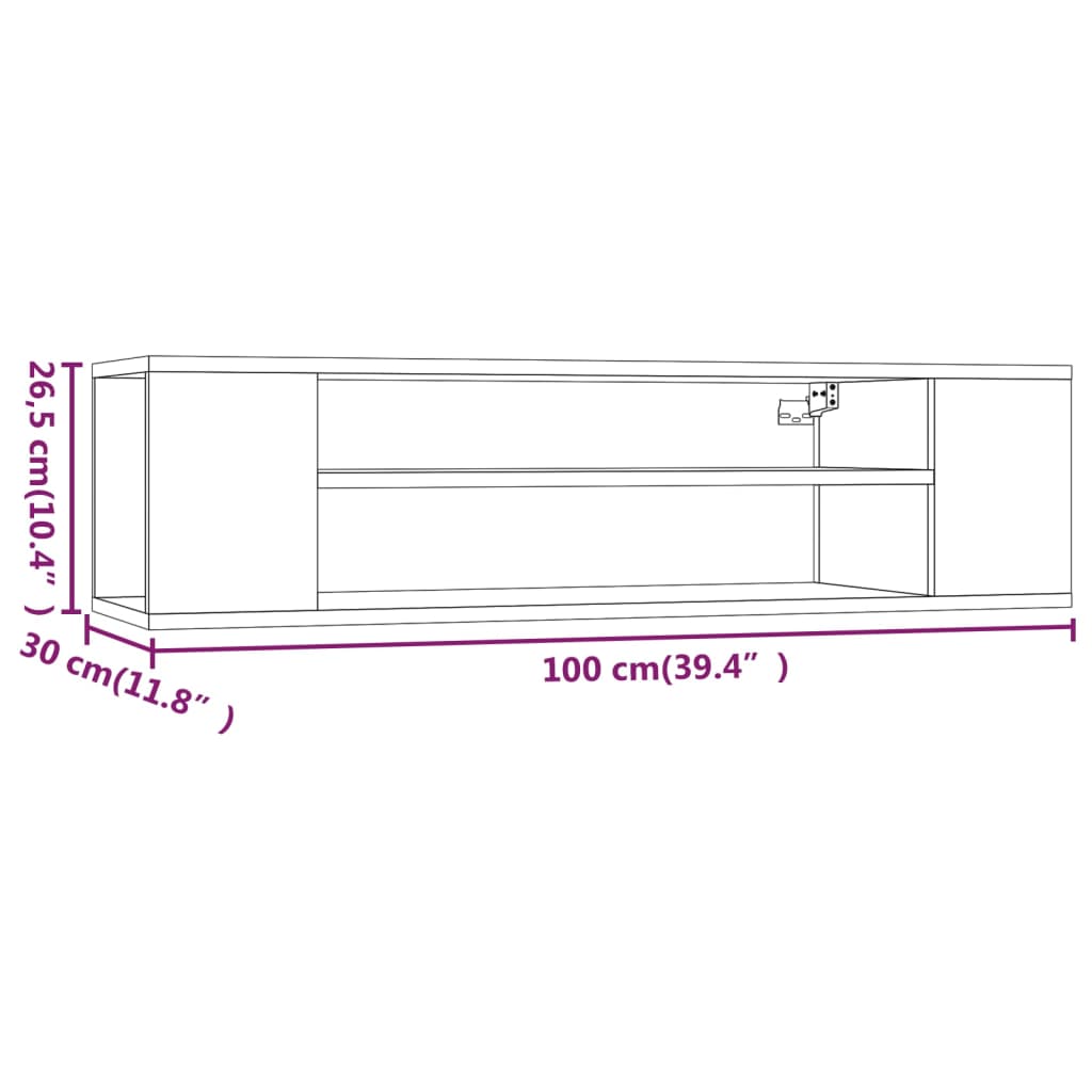 vidaXL Έπιπλο Τηλεόρασης Κρεμαστό Γκρι Sonoma 100x30x26,5εκ Επεξ. Ξύλο