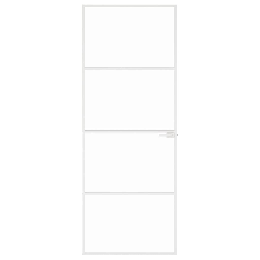 vidaXL Εσωτερική Πόρτα Λευκή 76x201,5 εκ. Ψημένο Γυαλί&Λεπτό Αλουμίνιο