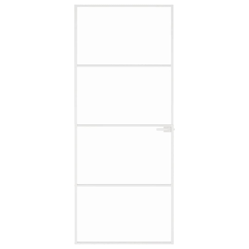 vidaXL Εσωτερική Πόρτα Λευκή 83x201,5 εκ. Ψημένο Γυαλί&Λεπτό Αλουμίνιο