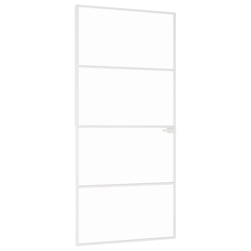 vidaXL Εσωτερική Πόρτα Λευκή 93x201,5 εκ. Ψημένο Γυαλί&Λεπτό Αλουμίνιο