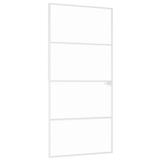 vidaXL Εσωτερική Πόρτα Λευκή 93x201,5 εκ. Ψημένο Γυαλί&Λεπτό Αλουμίνιο