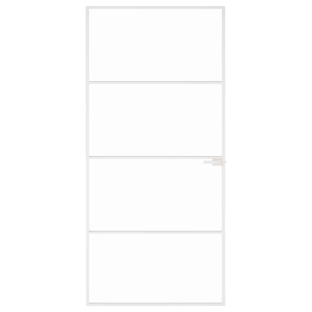 vidaXL Εσωτερική Πόρτα Λευκή 93x201,5 εκ. Ψημένο Γυαλί&Λεπτό Αλουμίνιο