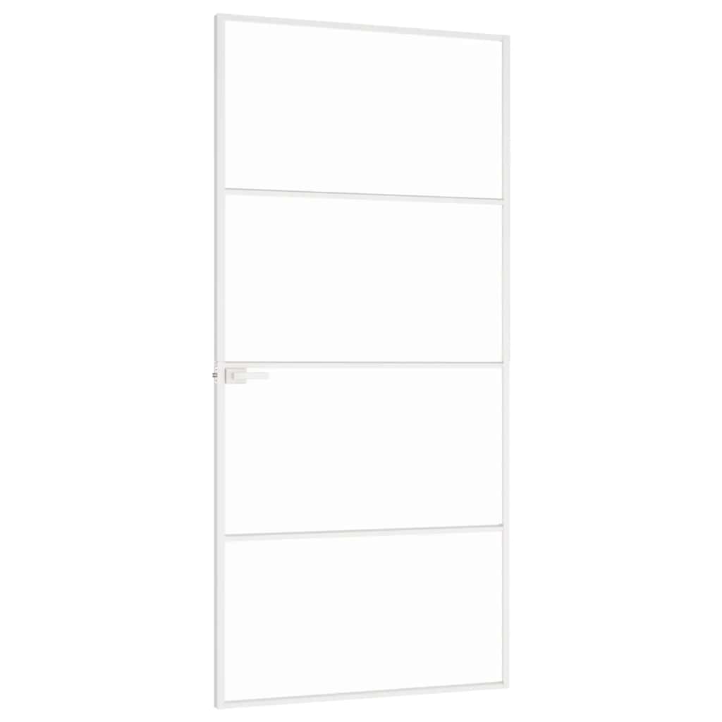vidaXL Εσωτερική Πόρτα Λευκή 93x201,5 εκ. Ψημένο Γυαλί&Λεπτό Αλουμίνιο